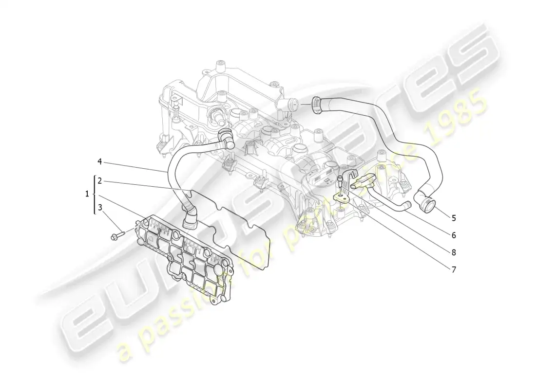 maserati levante gt (2022) sistema de recirculación de vapor de aceite diagrama de piezas