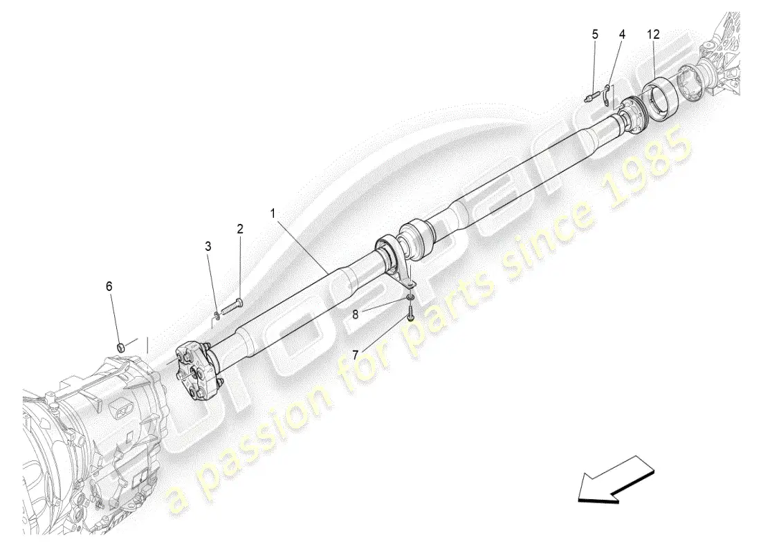 maserati ghibli (2019) eje de transmisión diagrama de piezas