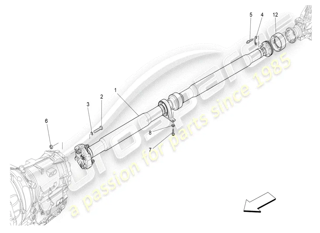 maserati ghibli (2019) diagrama de piezas del eje de transmisión