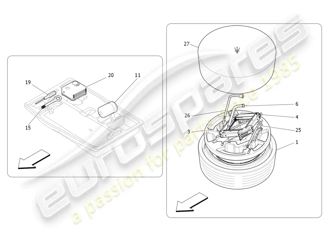maserati levante gt (2022) estándar proporcionado diagrama de piezas