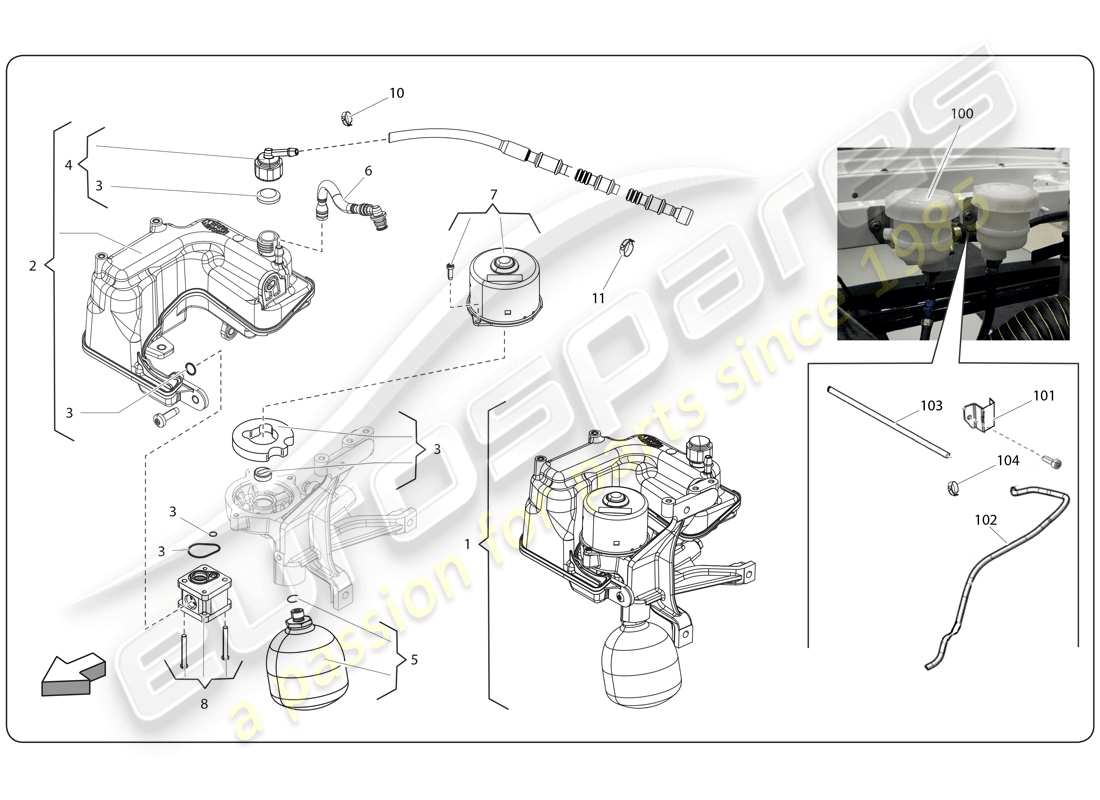 lamborghini super trofeo (2009-2014) sistema de engranaje electrónico diagrama de piezas