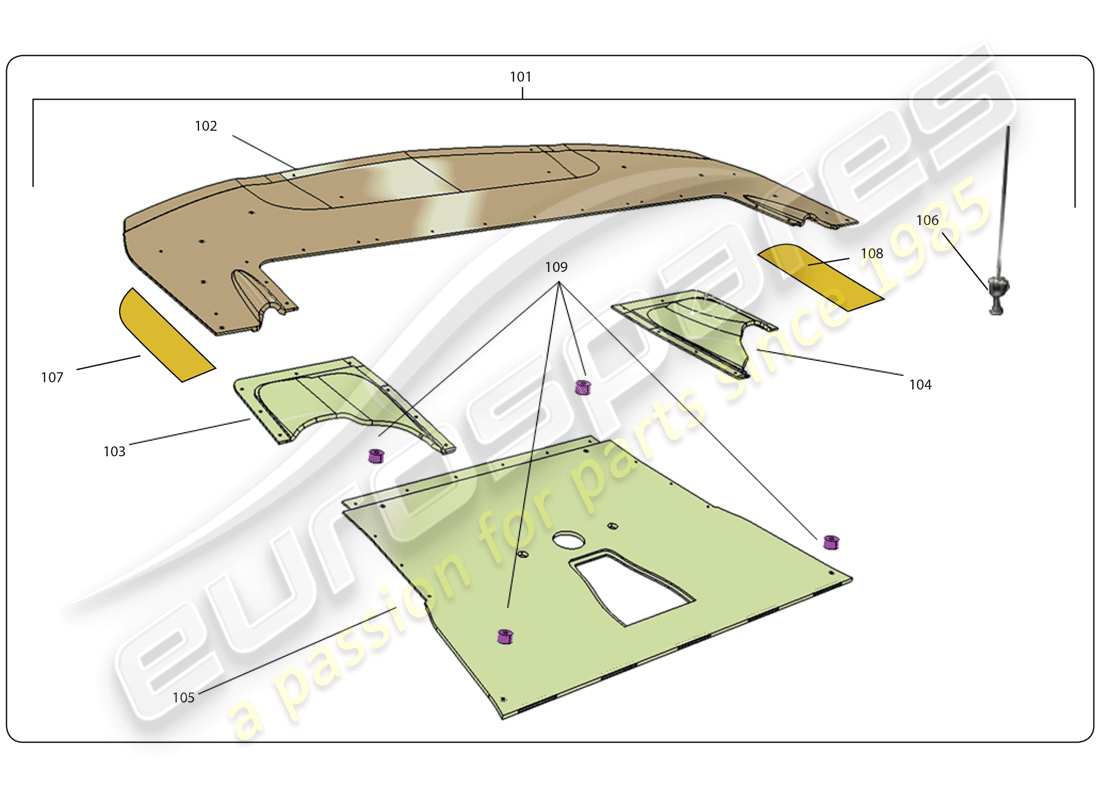 lamborghini super trofeo (2009-2014) diagrama de piezas del parachoques delantero