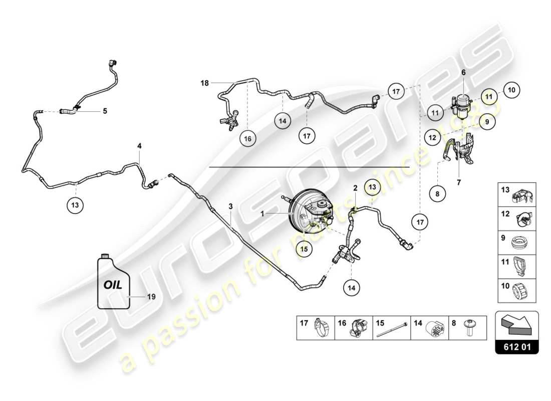 lamborghini lp600-4 zhong coupe (2015) sistema hidráulico para servo freno diagrama de piezas