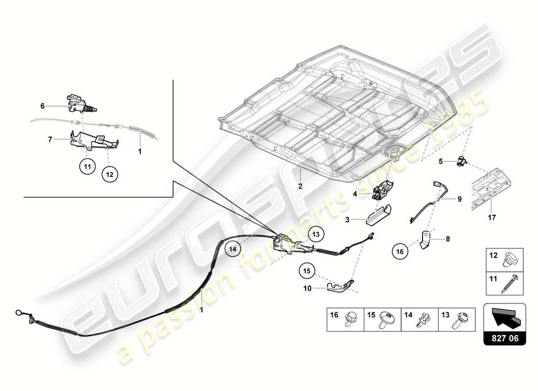 lamborghini lp610-4 spyder (2016) diagrama de piezas de la tapa trasera