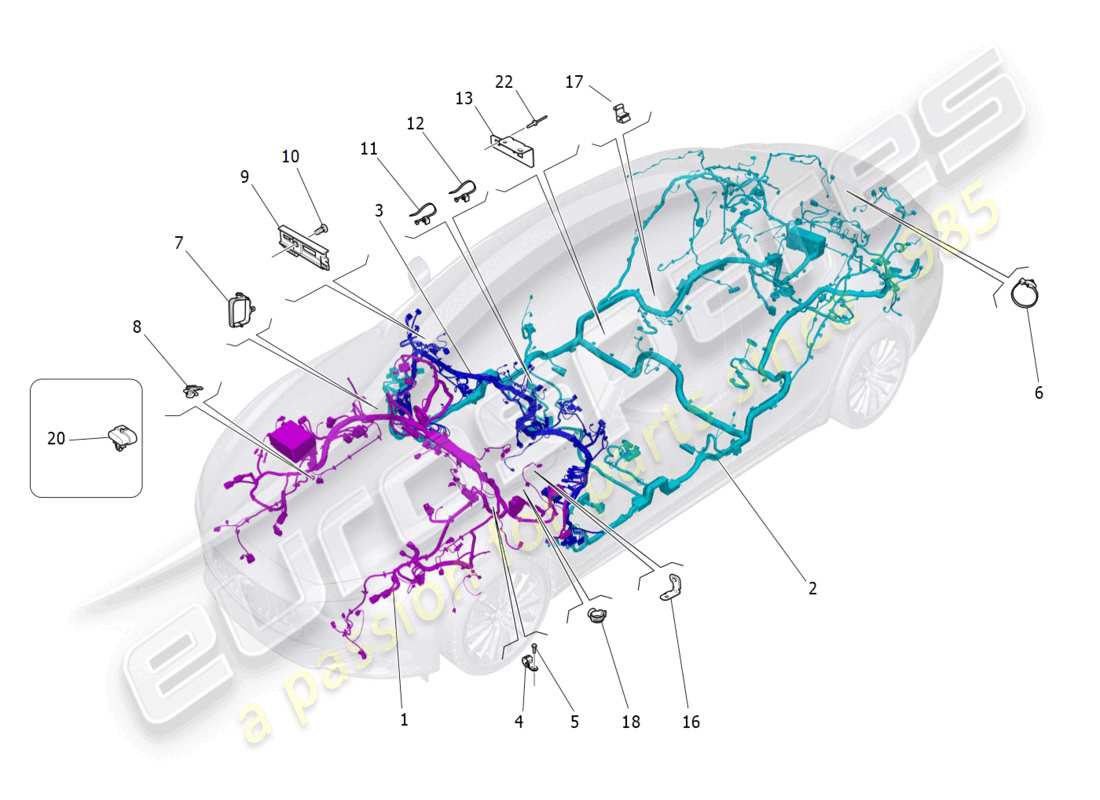 maserati ghibli fragment (2022) diagrama de piezas de cableado principal