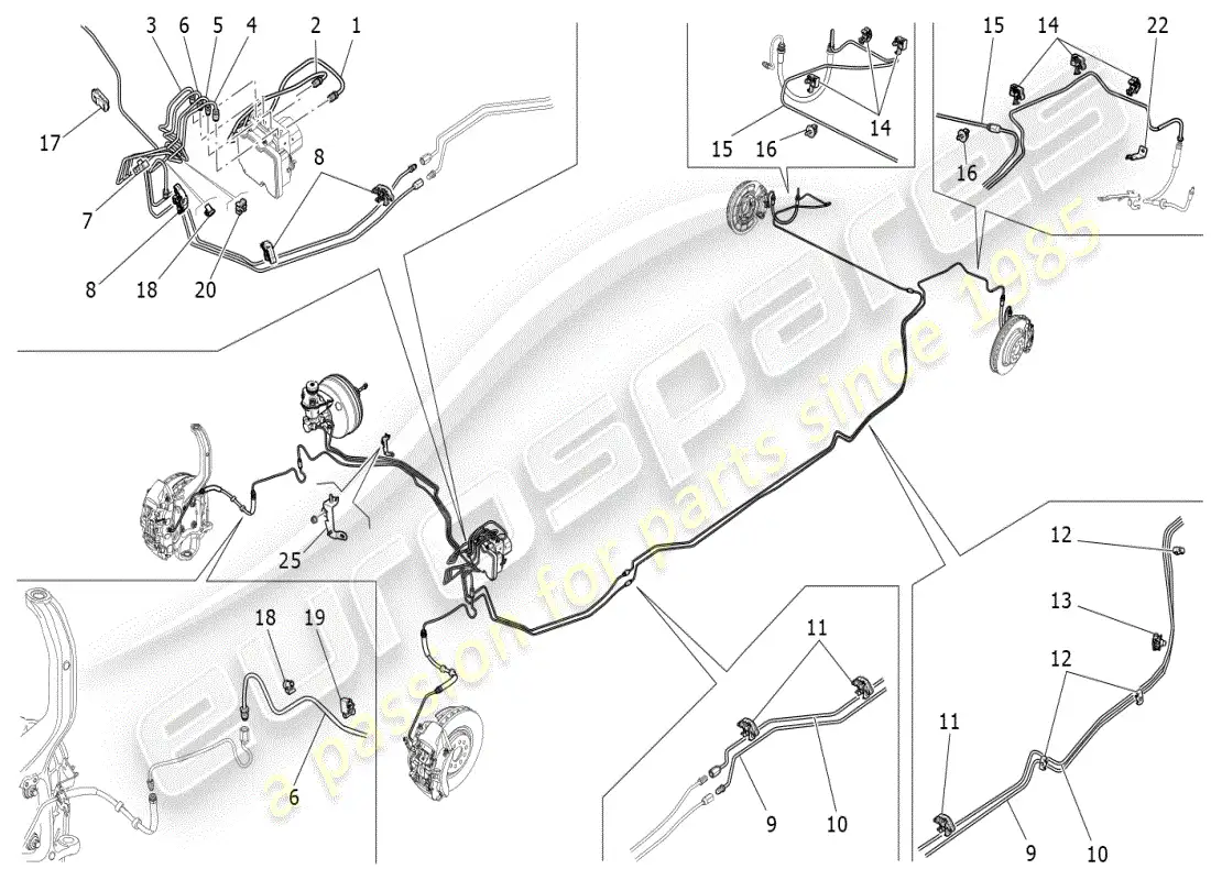 maserati ghibli (2019) diagrama de partes de líneas