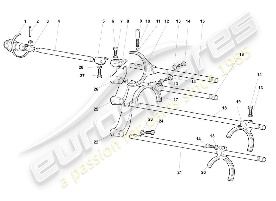 lamborghini murcielago roadster (2005) mecanismo selector diagrama de piezas