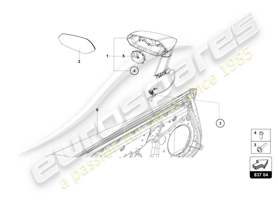 lamborghini 2012 (lp700-4 coupe)) espejo exterior diagrama de piezas