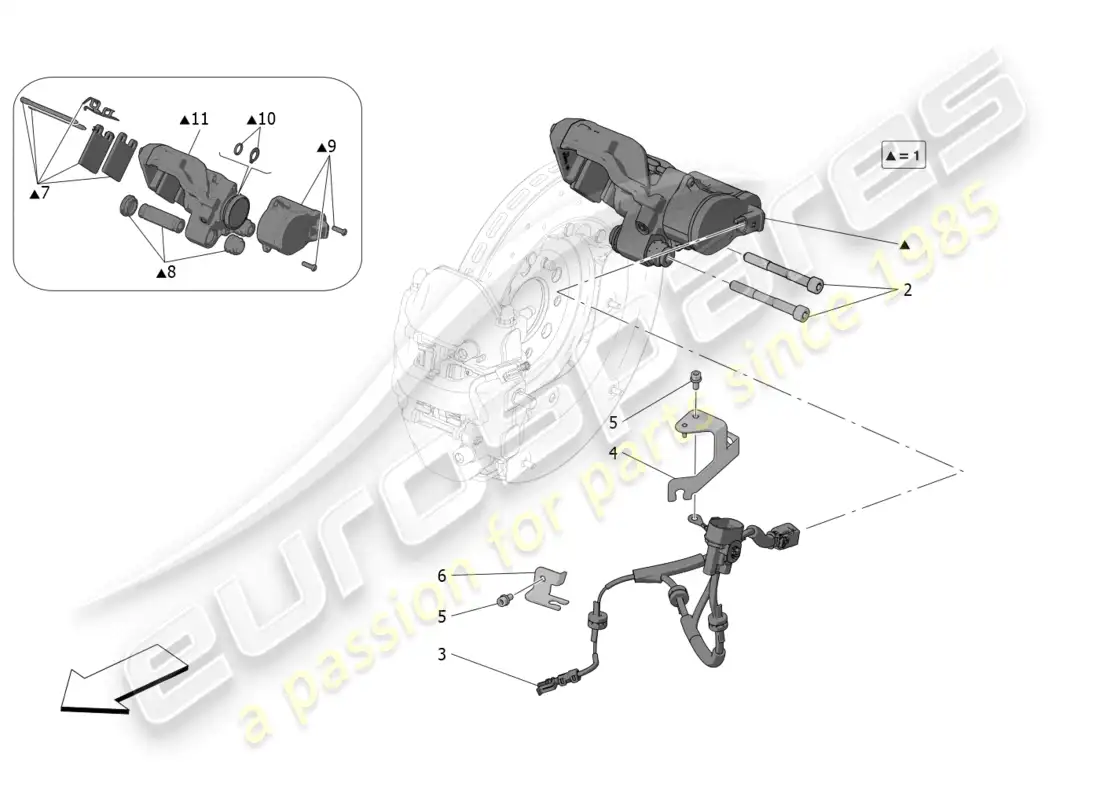 maserati mc20 (2022) parking brake diagrama de piezas
