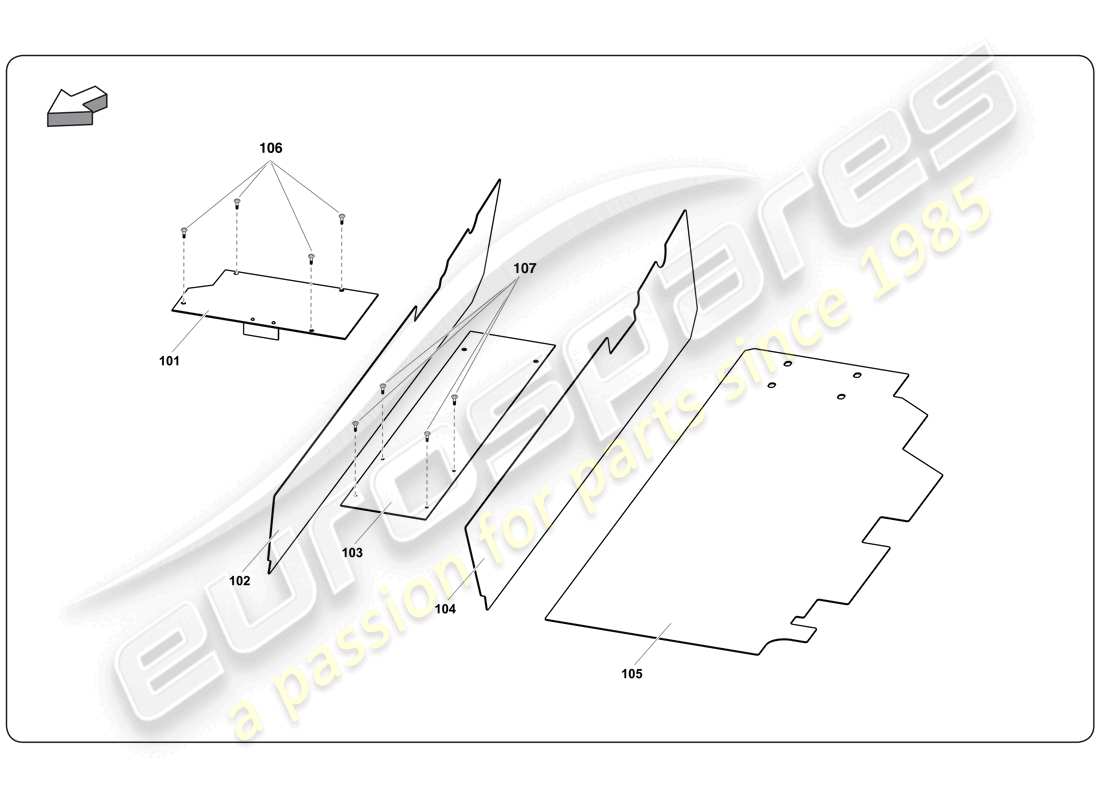 lamborghini super trofeo (2009-2014) interior diagrama de piezas