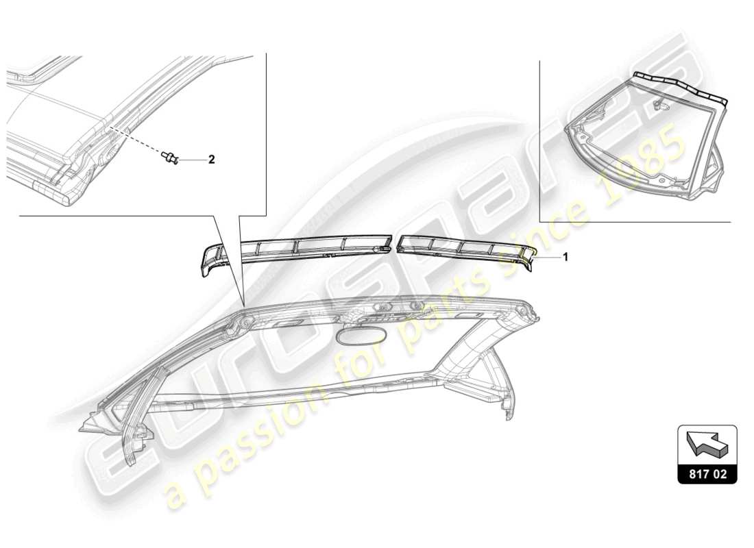 lamborghini lp740-4 s roadster (2020) diagrama de piezas del cortavientos