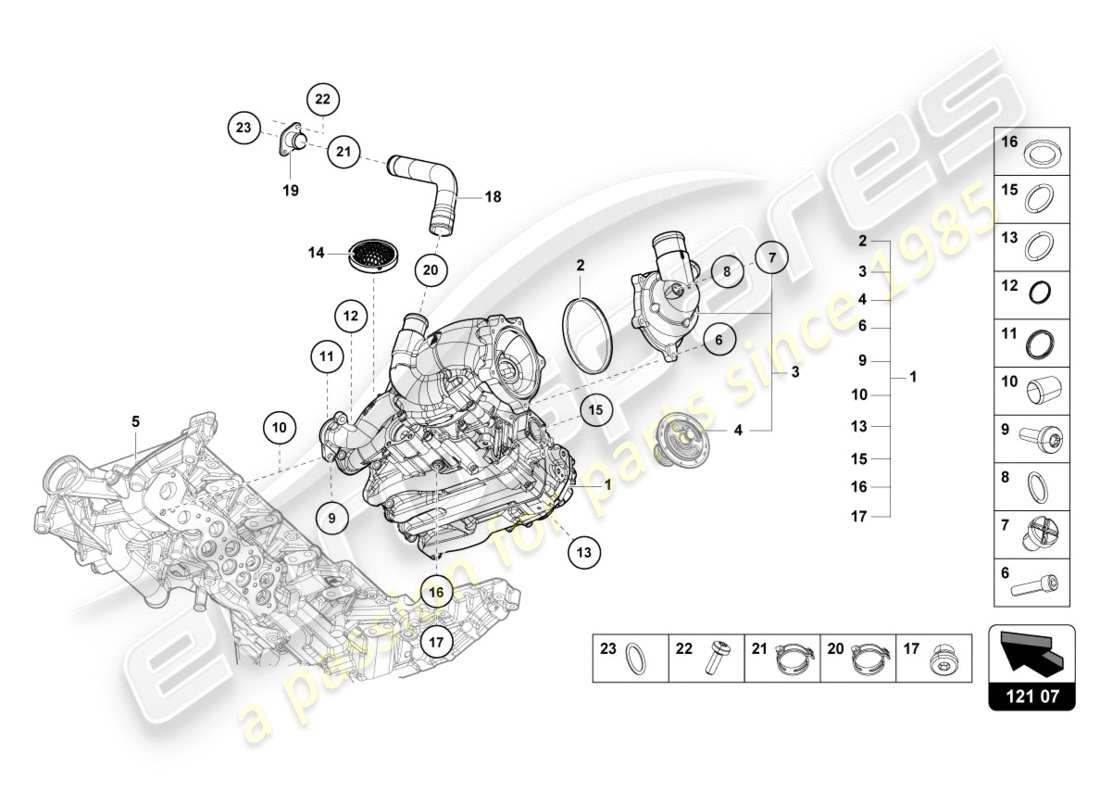 lamborghini 2016 (lp580-2 spyder) diagrama de piezas de la bomba de aceite