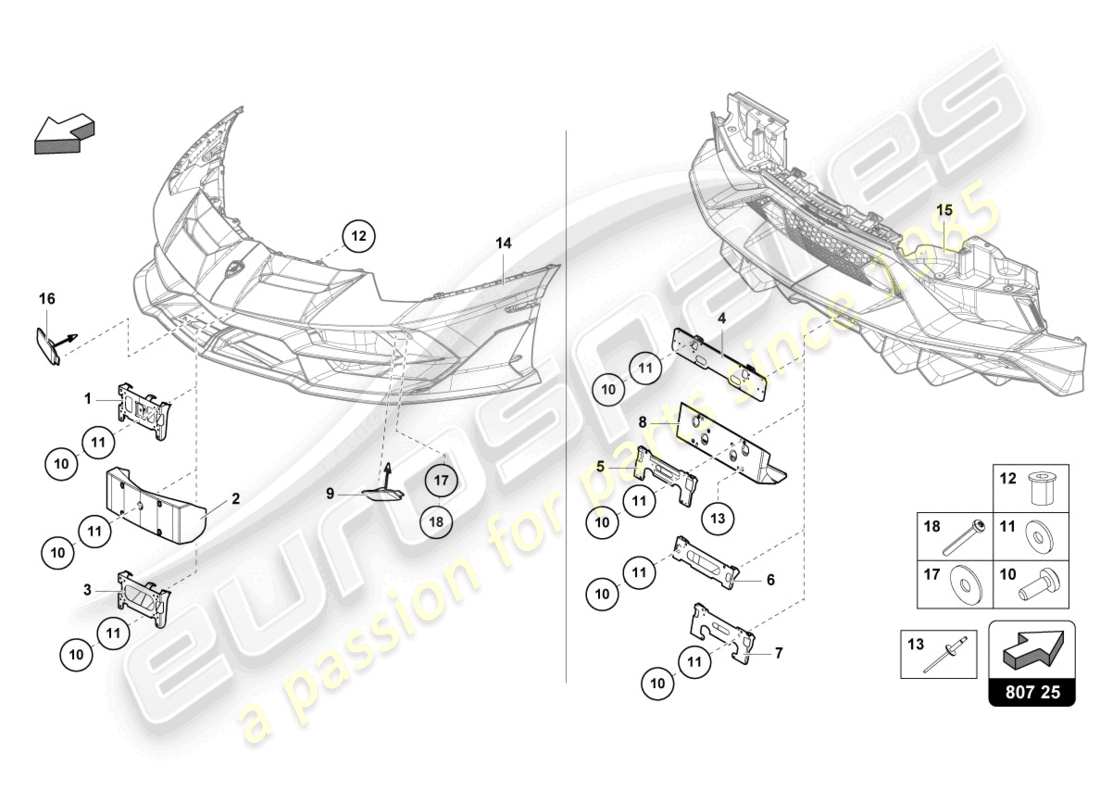 lamborghini lp770-4 svj coupe (2021) parachoques completo diagrama de pieza
