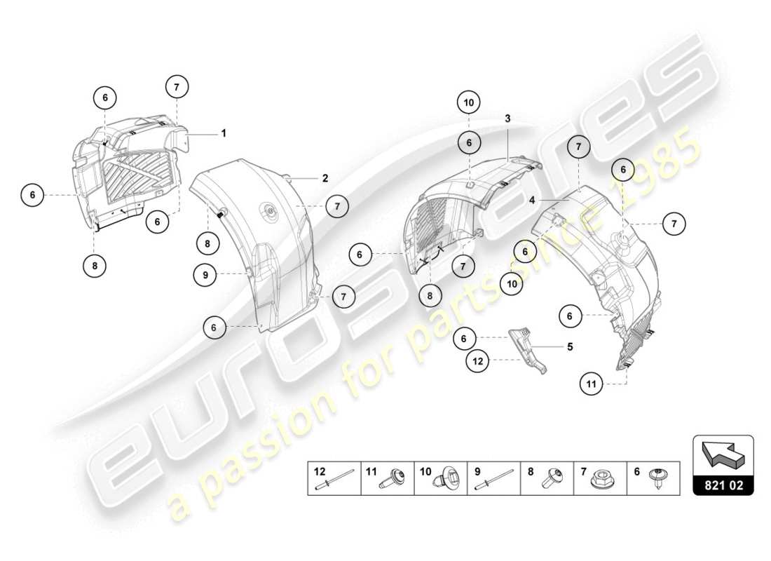 lamborghini lp610-4 coupe (2019) diagrama de piezas del embellecedor de la carcasa de la rueda