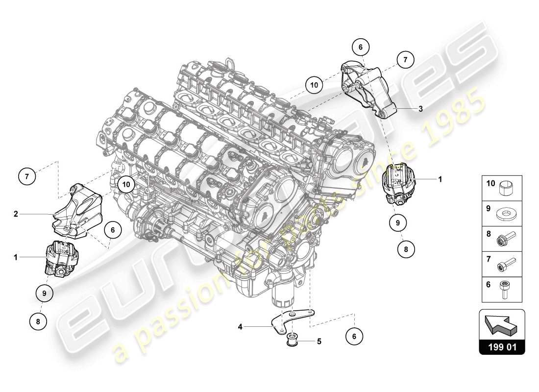lamborghini lp720-4 coupe 50 (2014) fijación de piezas para el motor diagrama de piezas