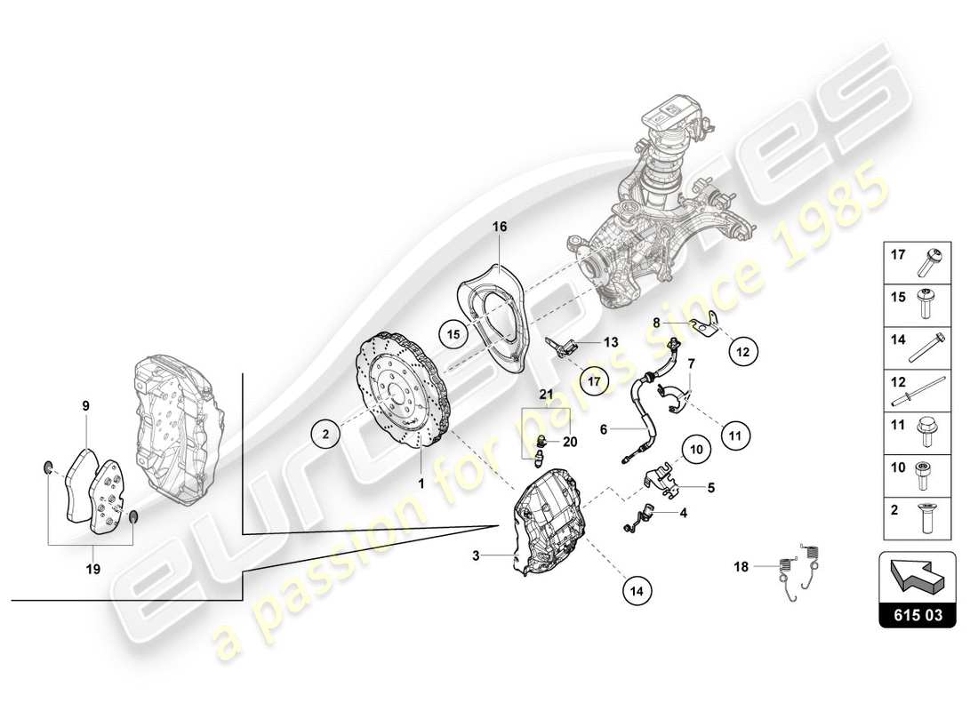 lamborghini lp580-2 spyder (2018) disco de freno (ventilado) delantero diagrama de piezas