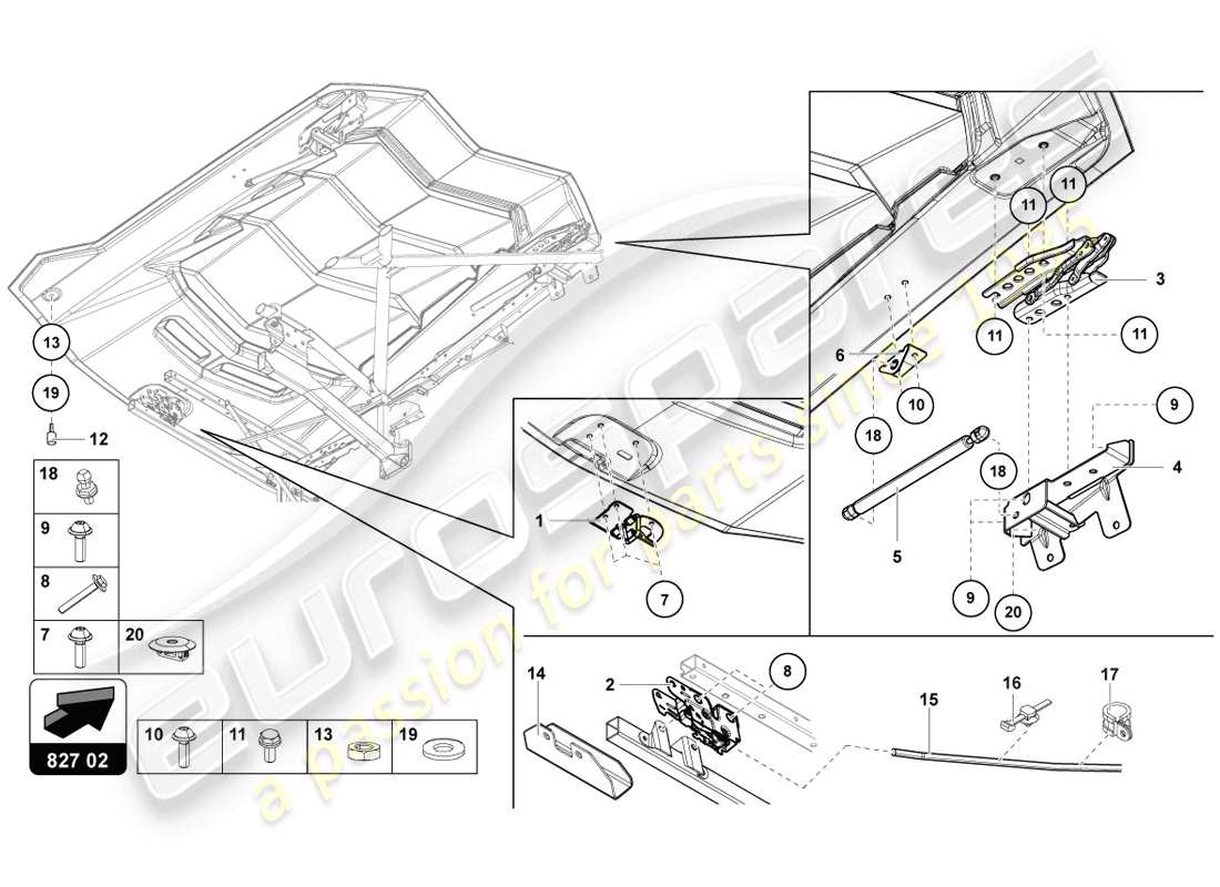 lamborghini lp720-4 coupe 50 (2014) engine cover with insp. cover diagrama de piezas