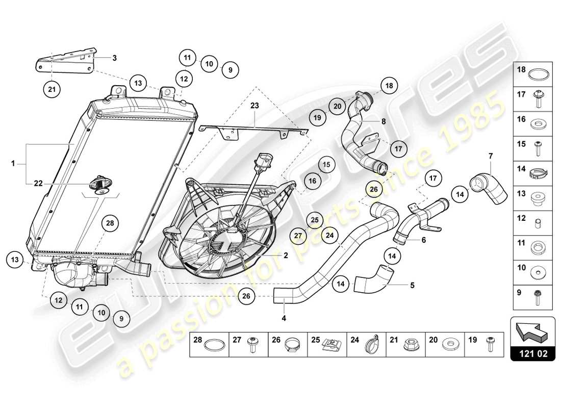 lamborghini 2014 (lp720-4 coupe 50) enfriador para refrigerante diagrama de piezas