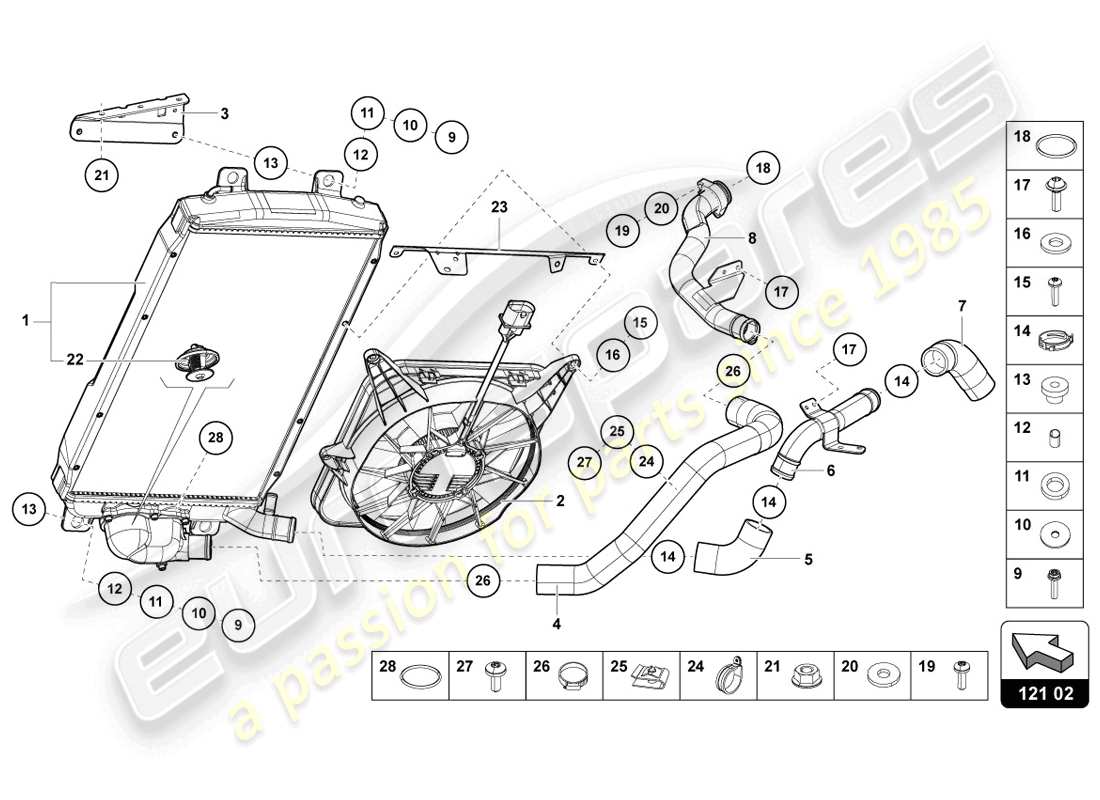 lamborghini lp720-4 coupe 50 (2014) enfriador para refrigerante diagrama de piezas