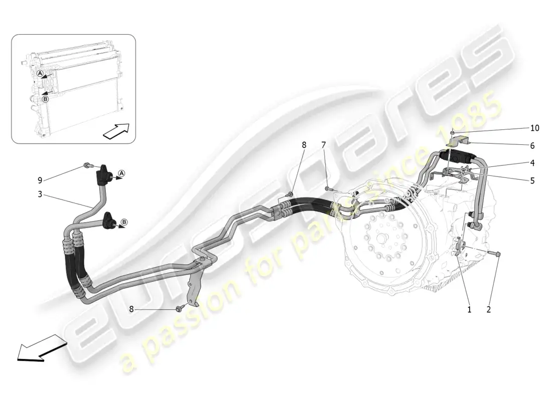 maserati grecale gt (2023) lubricación y refrigeración del aceite de la caja de cambios diagrama de piezas