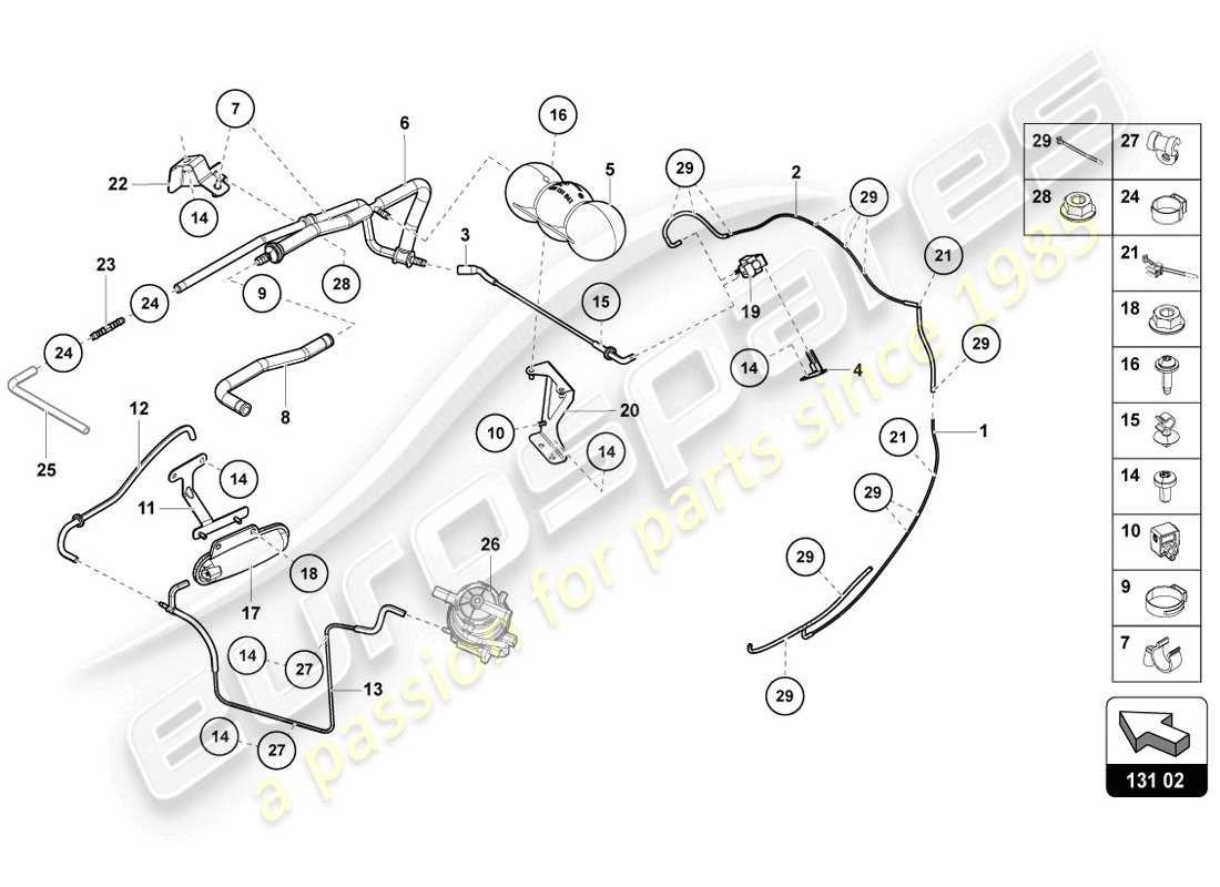 lamborghini 2014 (lp720-4 coupe 50) diagrama de piezas del sistema de vacío