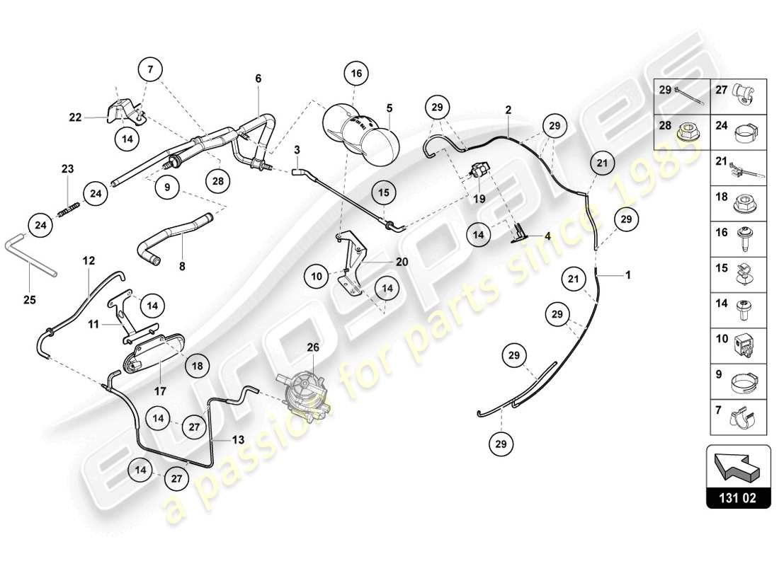 lamborghini lp720-4 coupe 50 (2014) sistema de vacío diagrama de piezas