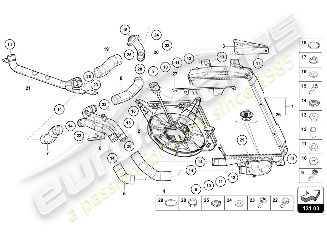 lamborghini 2014 (lp720-4 coupe 50) enfriador para refrigerante diagrama de piezas