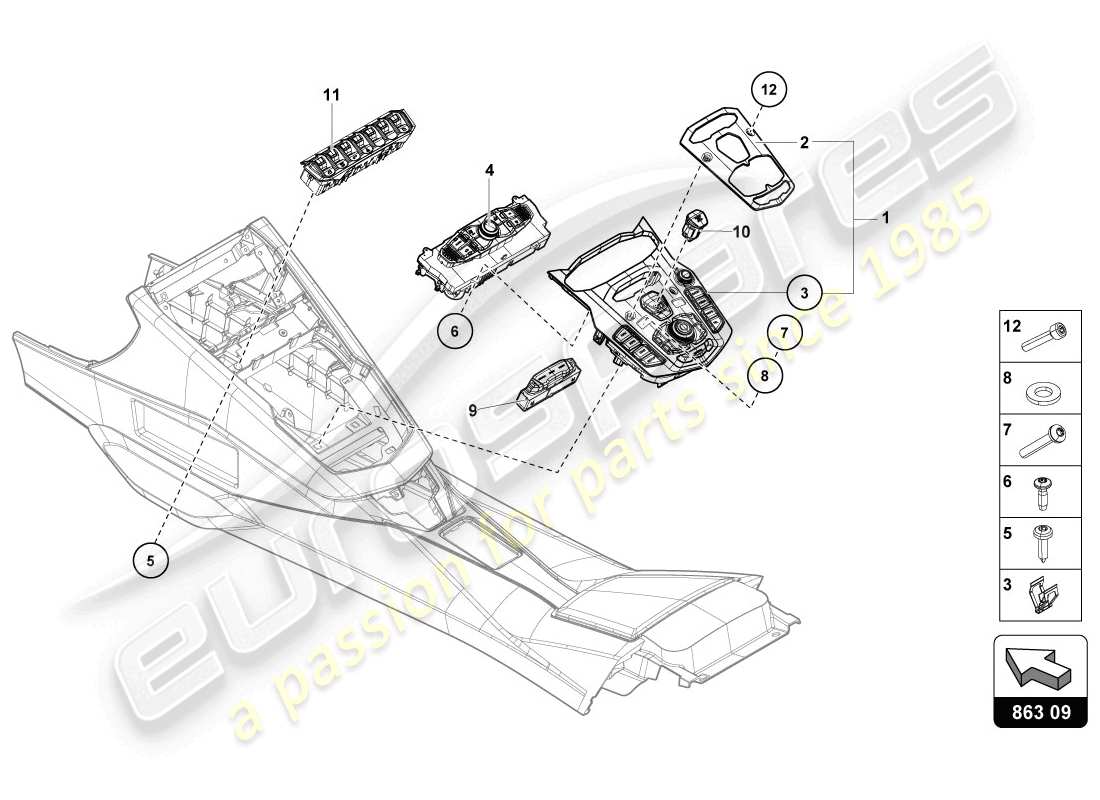 lamborghini lp720-4 coupe 50 (2014) unidad de interruptor diagrama de piezas