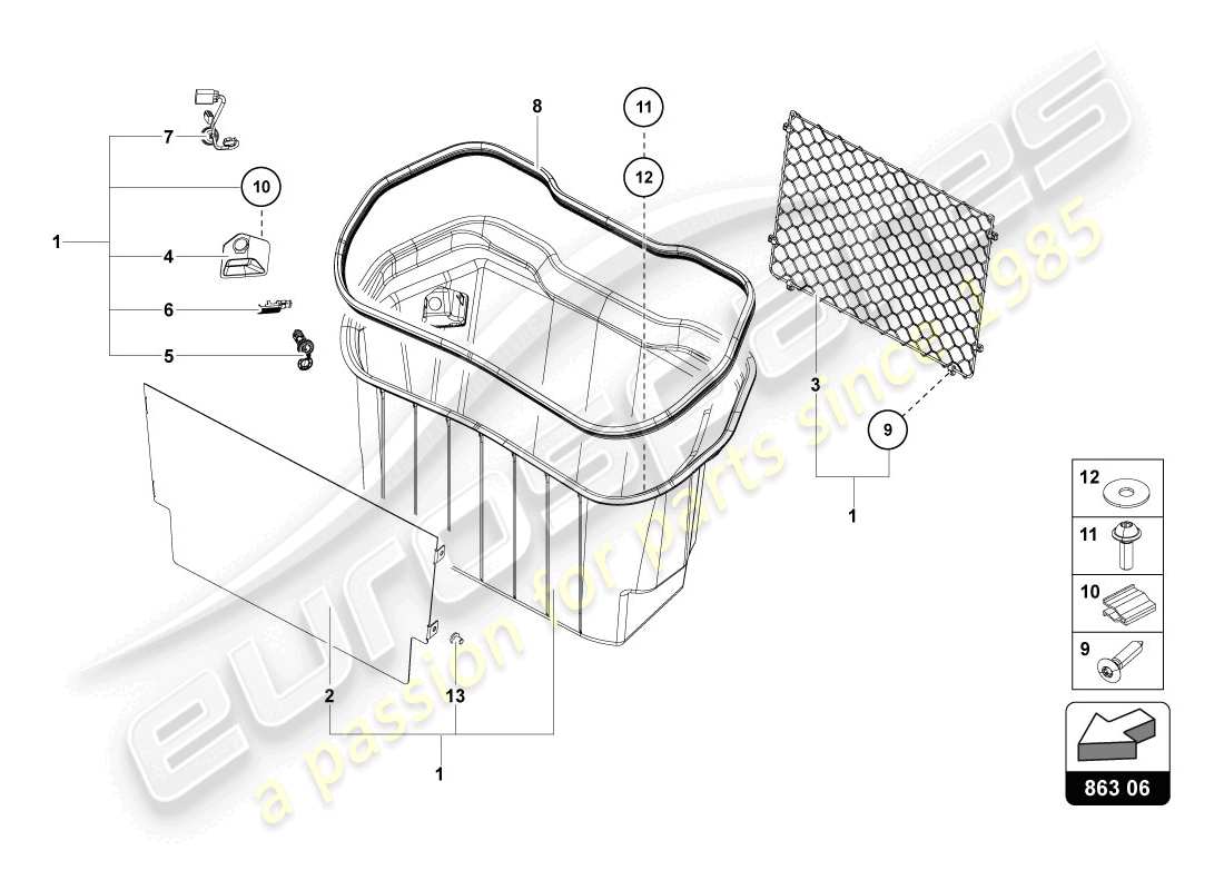 lamborghini lp720-4 coupe 50 (2014) embellecedores para maletero de equipaje diagrama de piezas