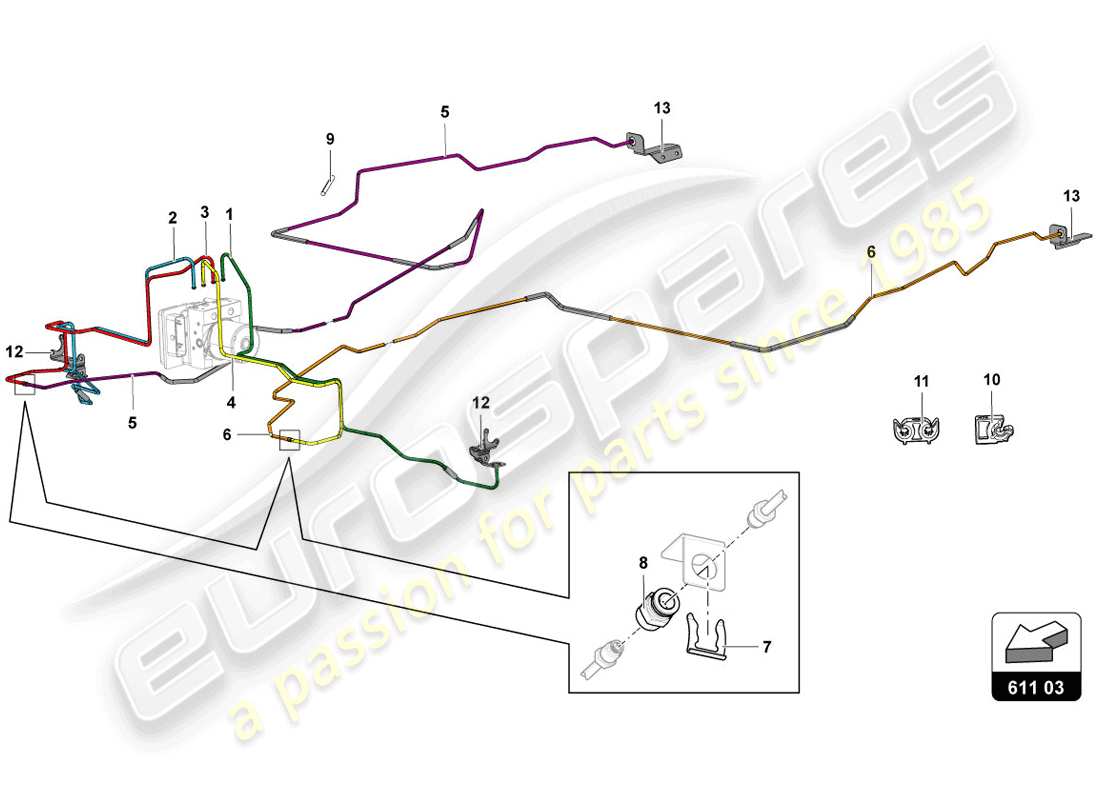 lamborghini 2014 (lp720-4 coupe 50) servo freno, tubos y sistema de vacío diagrama de partes