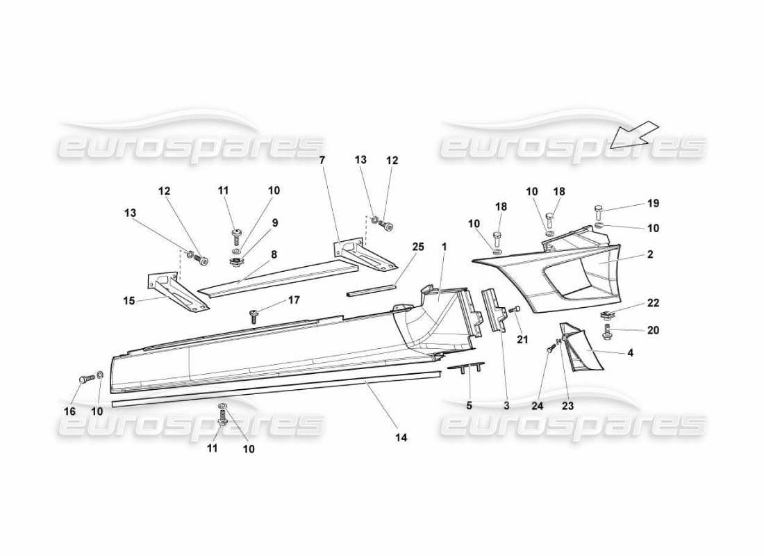 lamborghini murcielago lp670 miembro lateral externo izquierdo diagrama de piezas