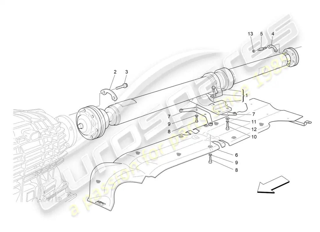 maserati grancabrio mc (2013) eje de transmisión diagrama de piezas
