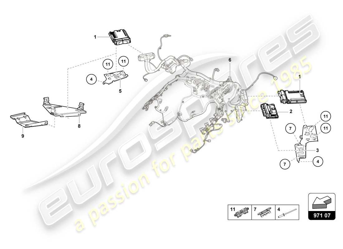 lamborghini lp580-2 spyder (2018) diagrama de piezas de la unidad de control del motor