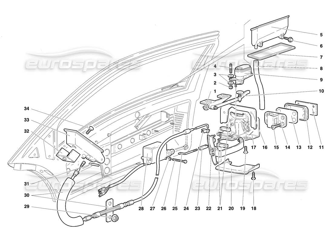 lamborghini diablo se30 (1995) diagrama de piezas de puertas