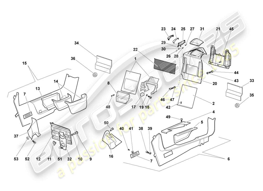 lamborghini murcielago roadster (2005) diagrama de piezas del trim del pilar