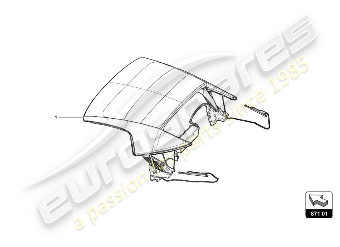 lamborghini evo spyder (2020) diagrama de piezas del techo cabrio