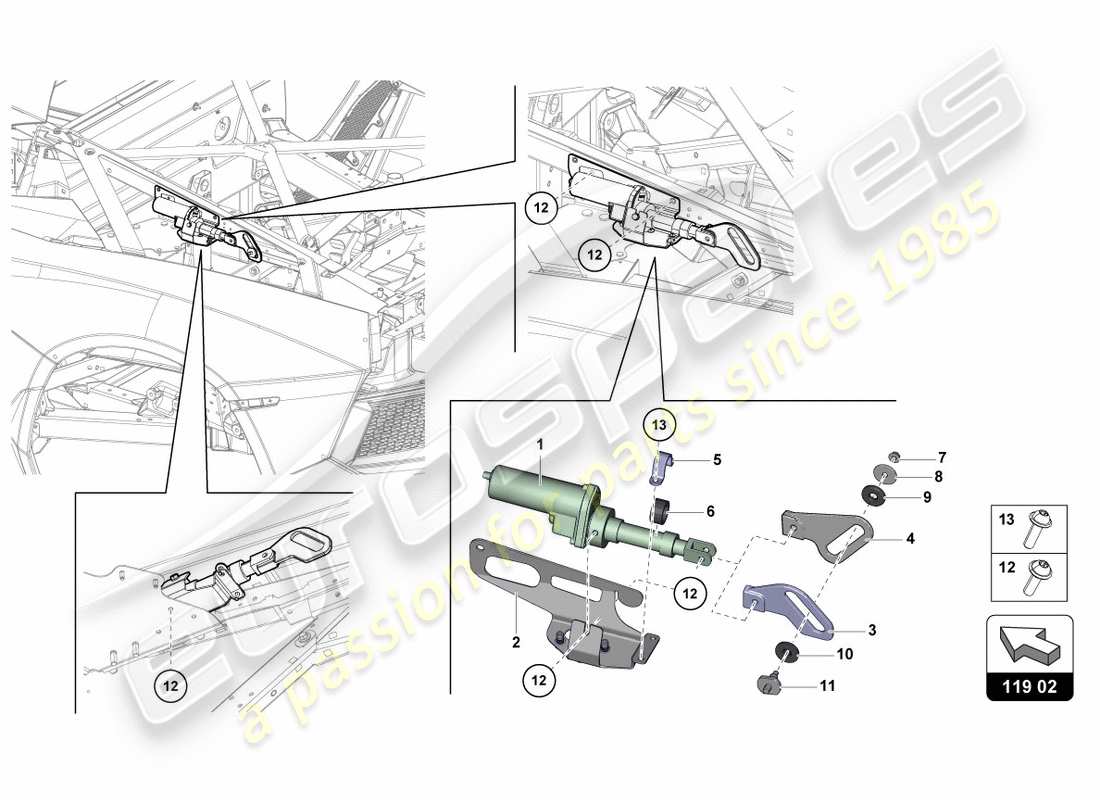 lamborghini lp700-4 coupe (2012) diagrama de piezas del motor para deflector de viento