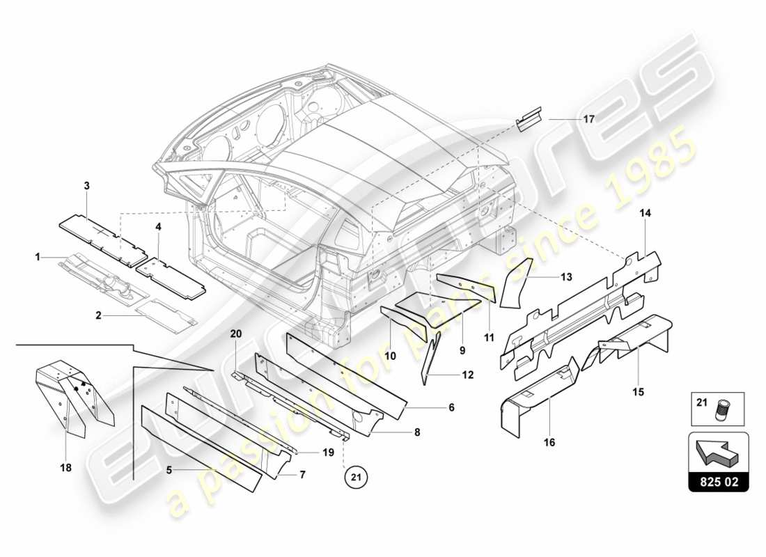 lamborghini lp700-4 coupe (2012) amortiguador para túnel diagrama de piezas