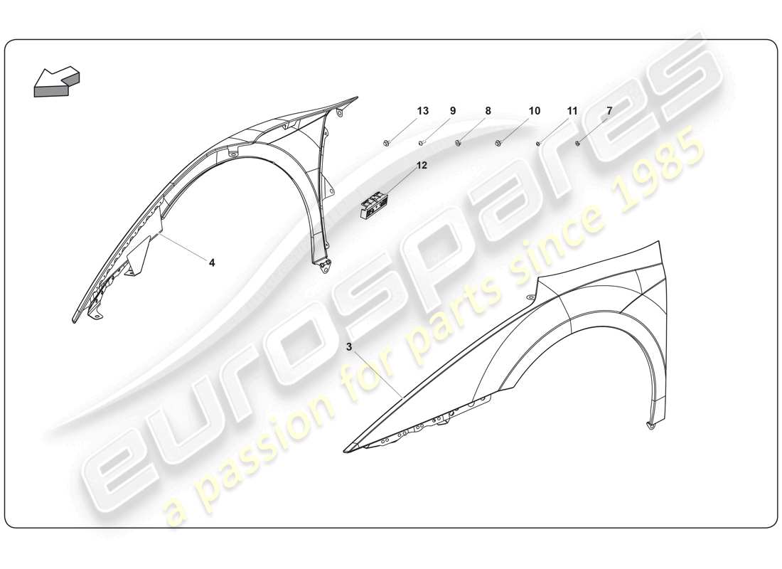 lamborghini super trofeo (2009-2014) defensa diagrama de piezas