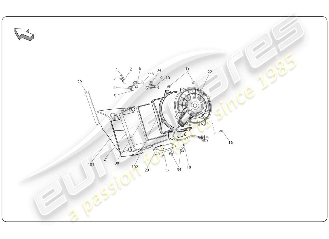 lamborghini super trofeo (2009-2014) diagrama de piezas de refrigeración por agua