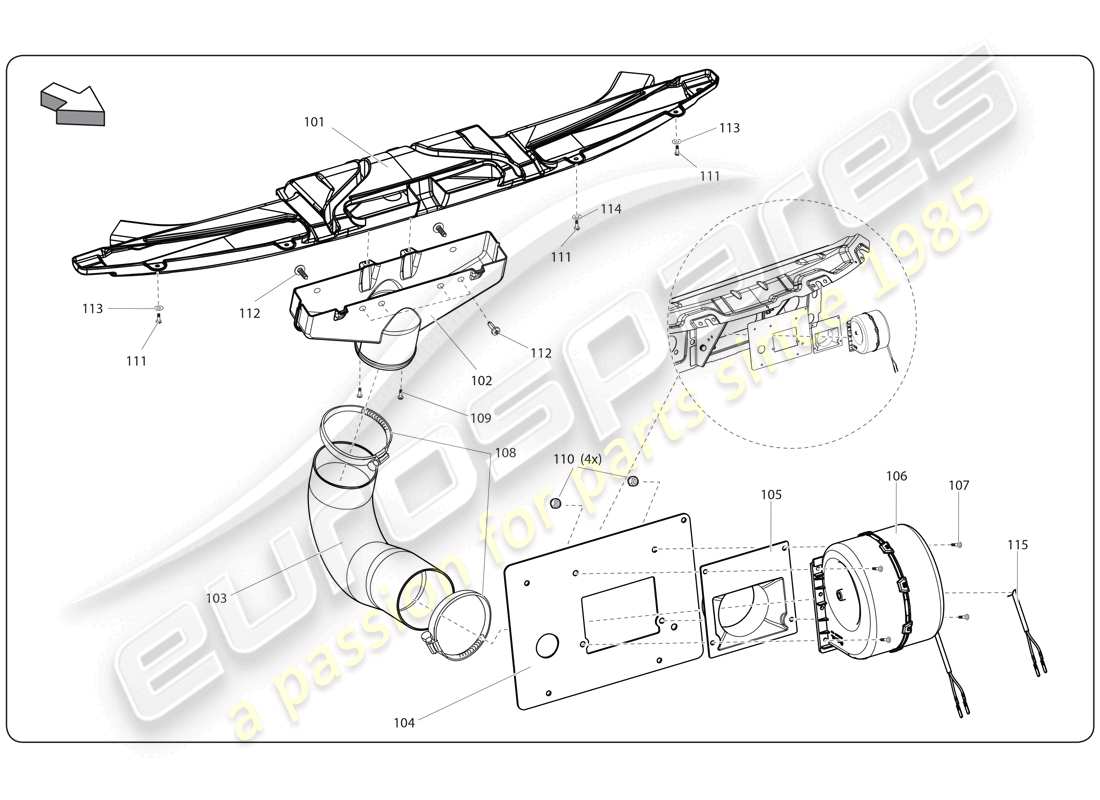 lamborghini super trofeo (2009-2014) interior del ventilador diagrama de piezas