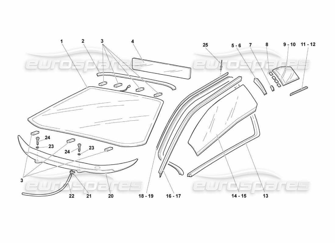 lamborghini murcielago lp670 ventanas diagrama de piezas