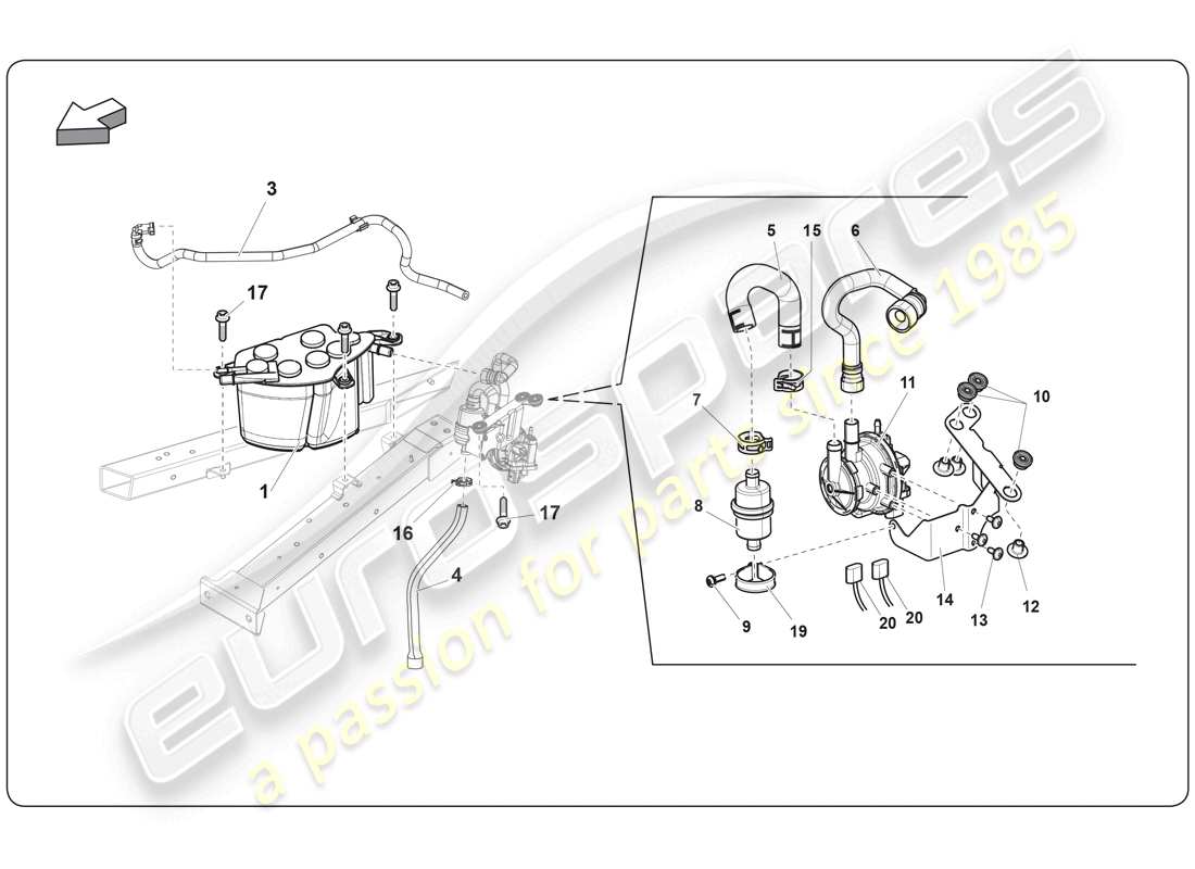 lamborghini super trofeo (2009-2014) diagrama de piezas del sistema de combustible