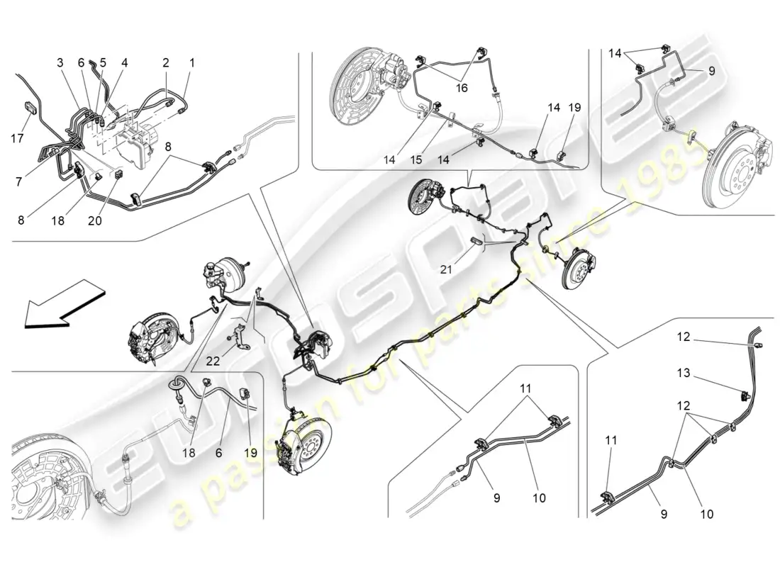 maserati levante gt (2022) líneas diagrama de piezas