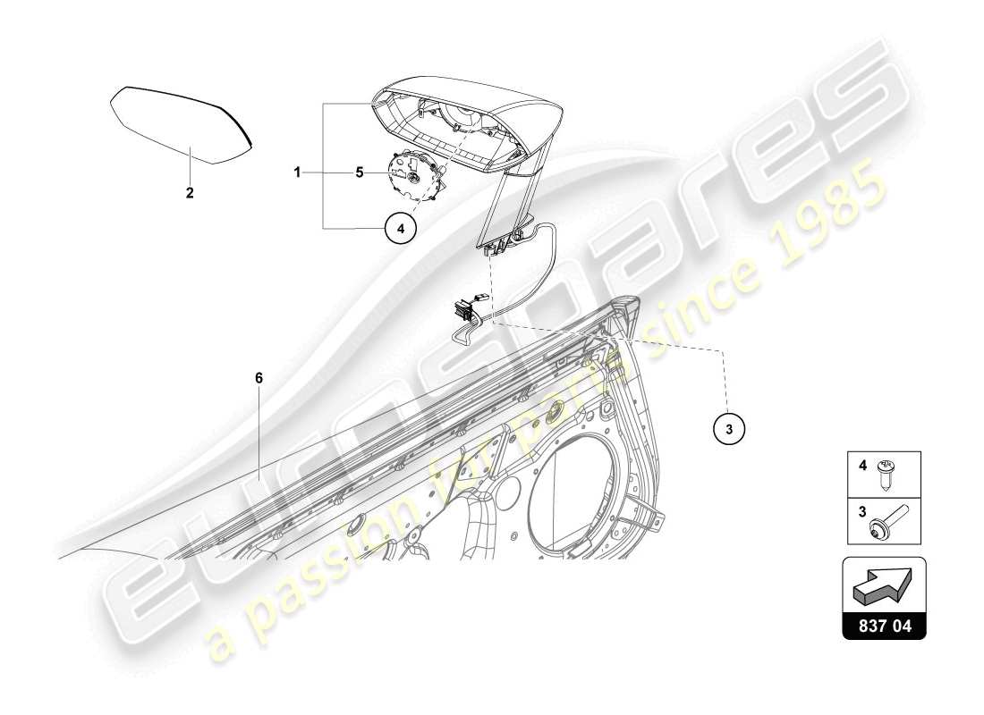 lamborghini lp720-4 coupe 50 (2014) espejo exterior diagrama de piezas