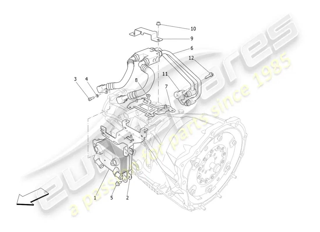 maserati levante gt (2022) lubricación y refrigeración del aceite de la caja de cambios diagrama de piezas