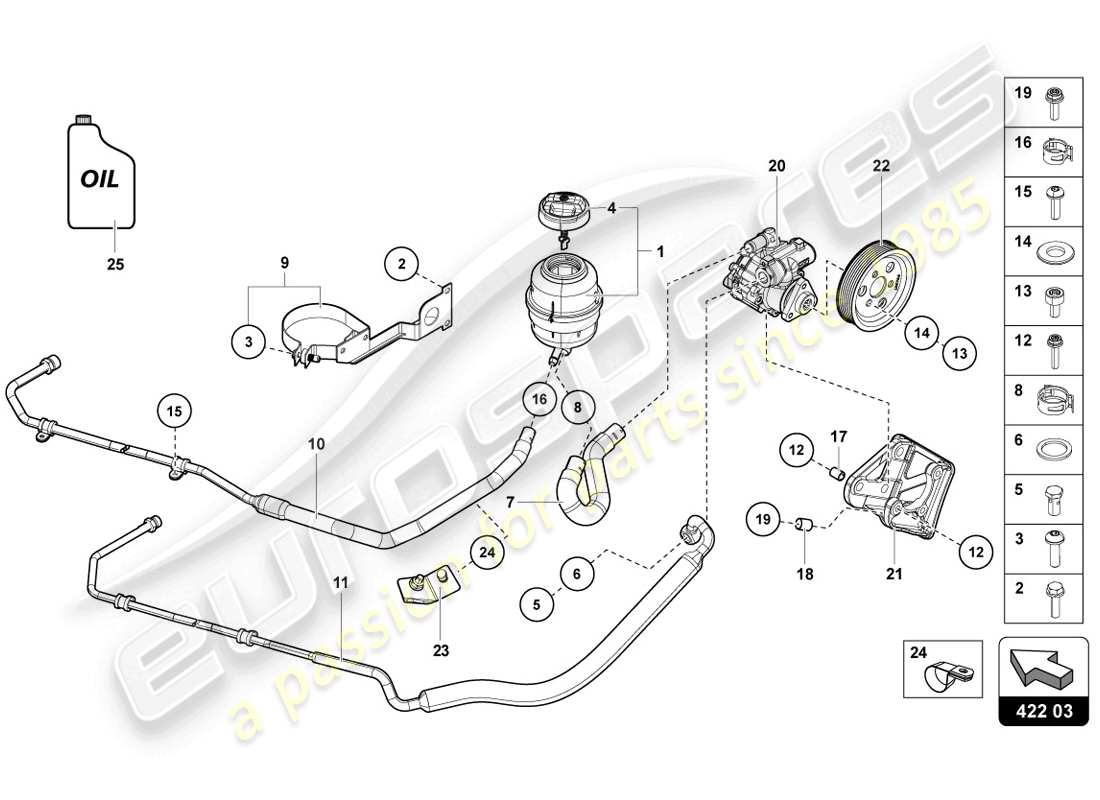 lamborghini lp720-4 coupe 50 (2014) diagrama de piezas de la bomba de dirección asistida eléctrica
