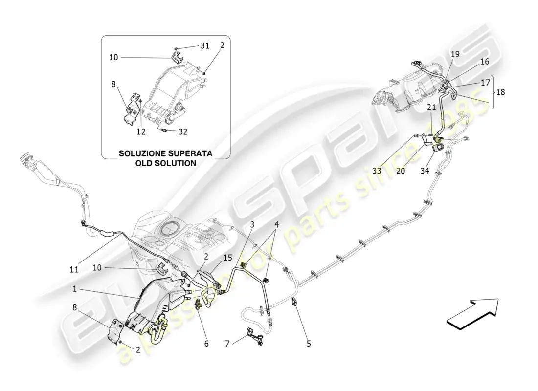 maserati ghibli (2018) fuel vapour recirculation system diagrama de piezas