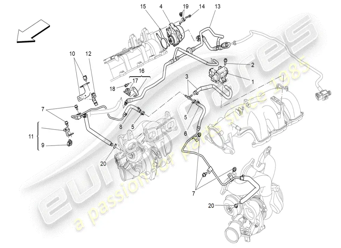 maserati ghibli (2019) sistema de aire adicional diagrama de piezas