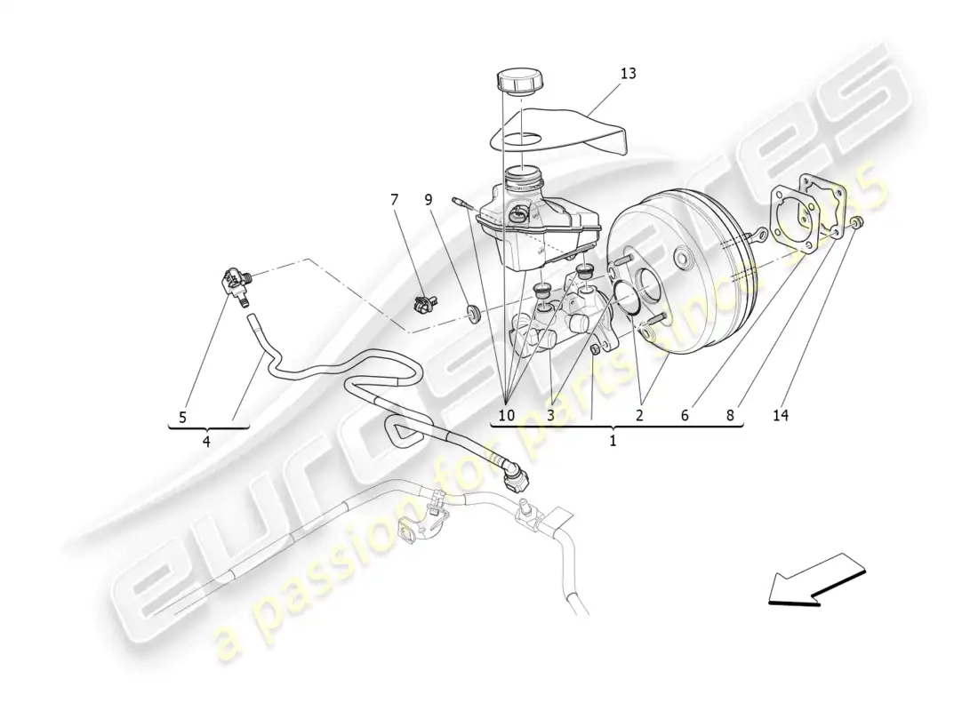 maserati levante modena s (2022) brake servo system diagrama de piezas